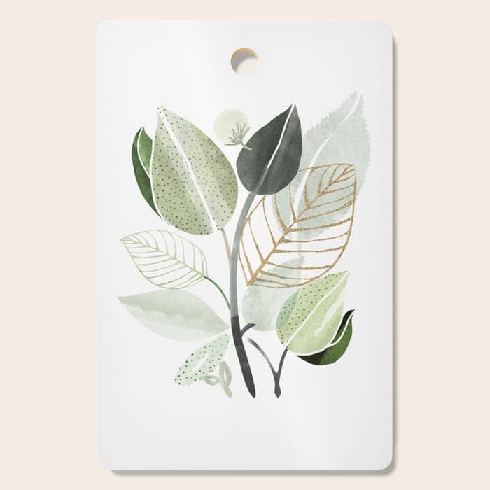 Forest Bouquet - Green Leaves Watercolor Cutting Board