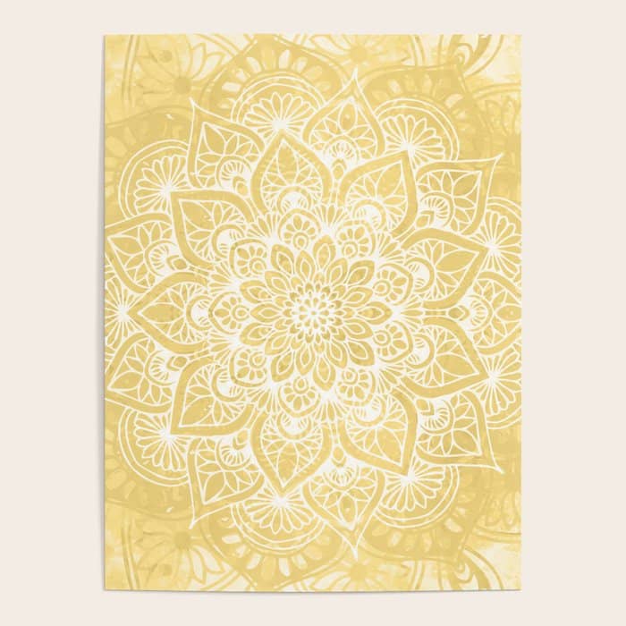 Mandala, Floral, Sun, Wall Art Boho Poster