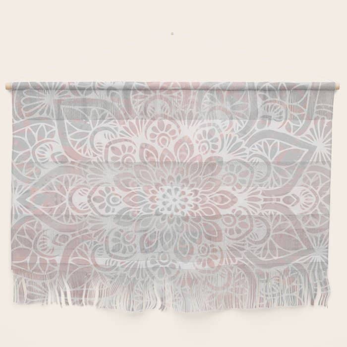 Mandala, Yoga, Love, Coral And Gray, Wall Art Boho Wall Hanging
