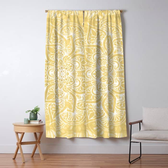 Mandala, Floral, Sun, Wall Art Boho Window Curtain
