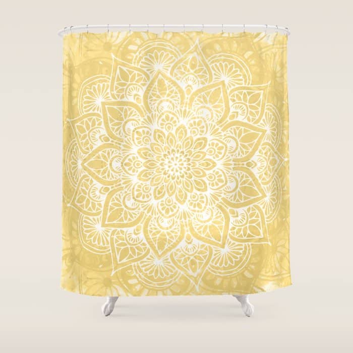 Mandala, Floral, Sun, Wall Art Boho Shower Curtain