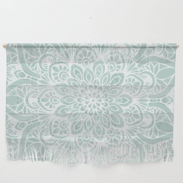 Mandala, Yoga, Love, Flower Of Life, Teal Green Wall Hanging