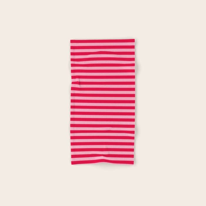 Retro, Beach, Colorful Stripes, Pink And Red Bath Towel