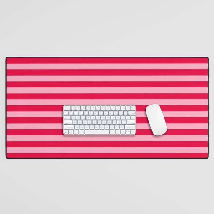 Retro, Beach, Colorful Stripes, Pink And Red Desk Mat