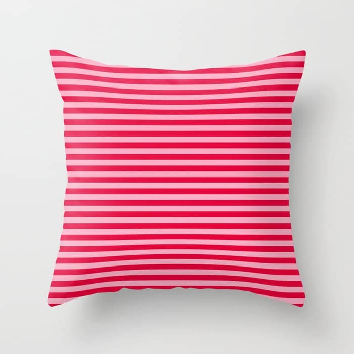 Retro, Beach, Colorful Stripes, Pink And Red Throw Pillow