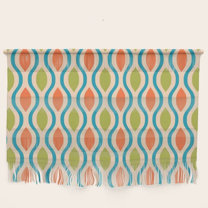 Mid Century Modern Style 336 Orange Turquoise And Olive Green Wall Hanging