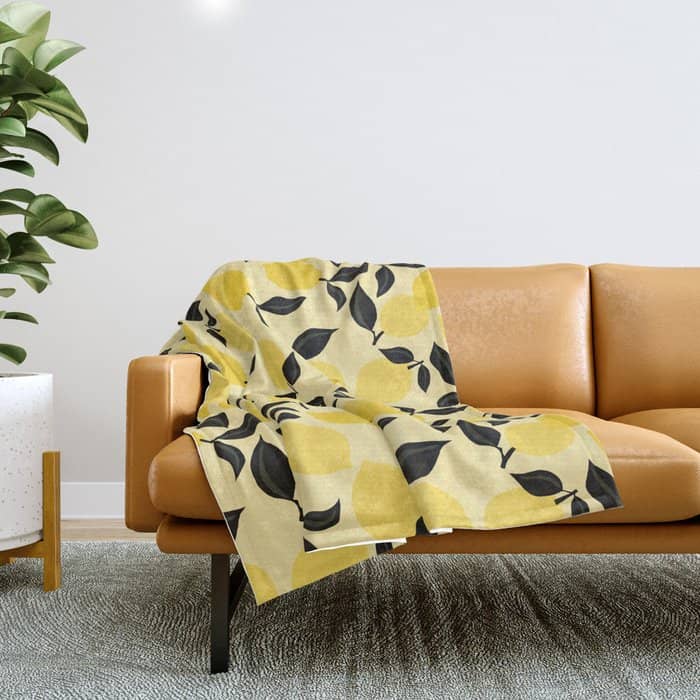 Seamless Citrus Pattern / Lemons Throw Blanket
