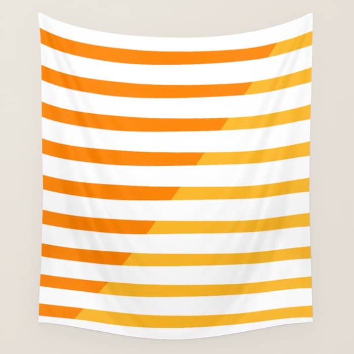 Beach Stripes Orange Yellow Wall Tapestry