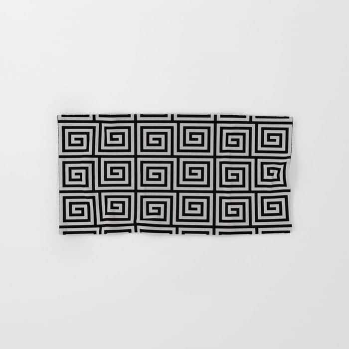 Greek Key Pattern Black And Gray Bath Towel