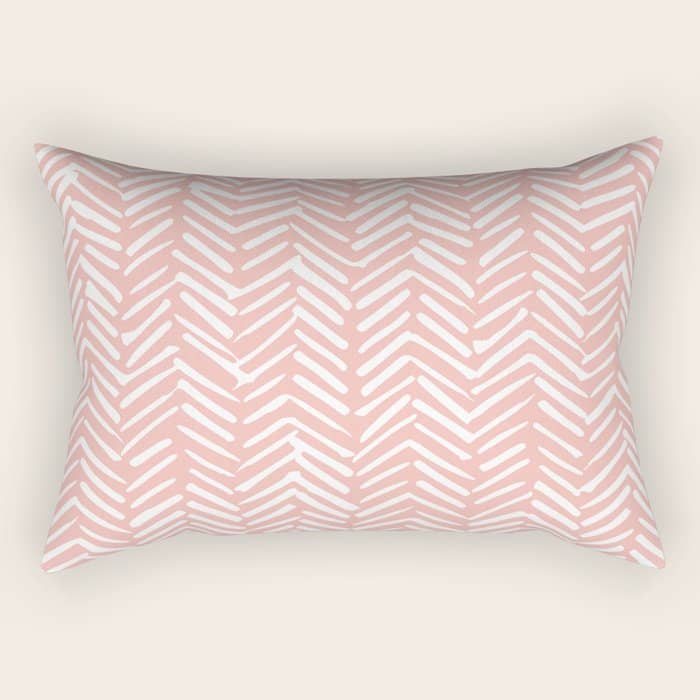 Pink, Boho, Abstract, Herringbone Pattern Rectangular Pillow