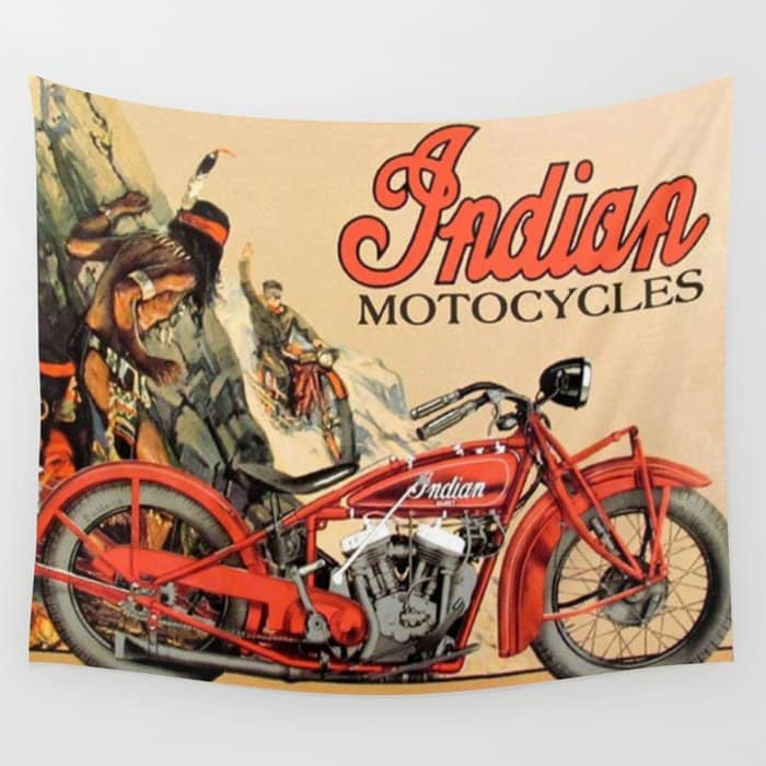 Classic Indian Roadmaster Biker Motorcycle Vintage Advertisement Poster Wall Tapestry