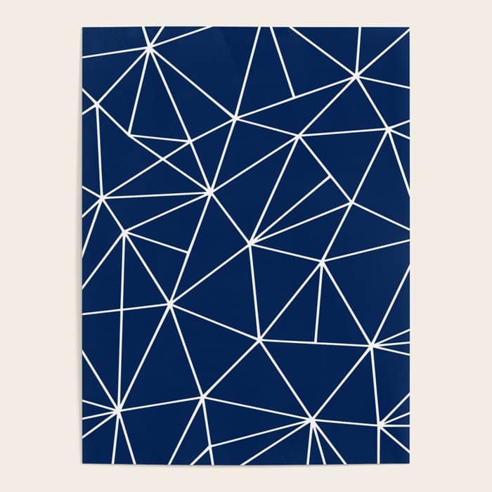 Triangle Geometric Art,  Navy Blue, Pieces Art Poster