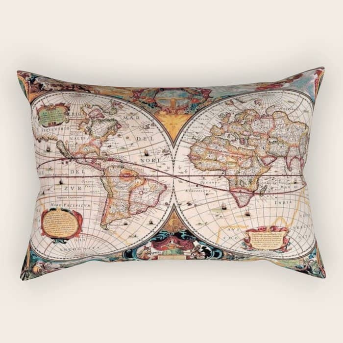 Gorgeous Old World Geographical Map Rectangular Pillow