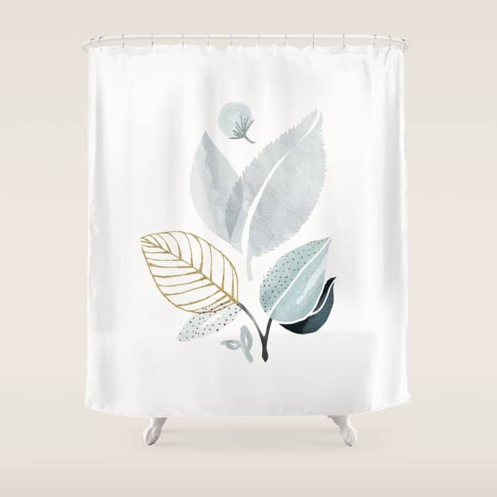 Abstract Botanical Herbs Watercolor Shower Curtain