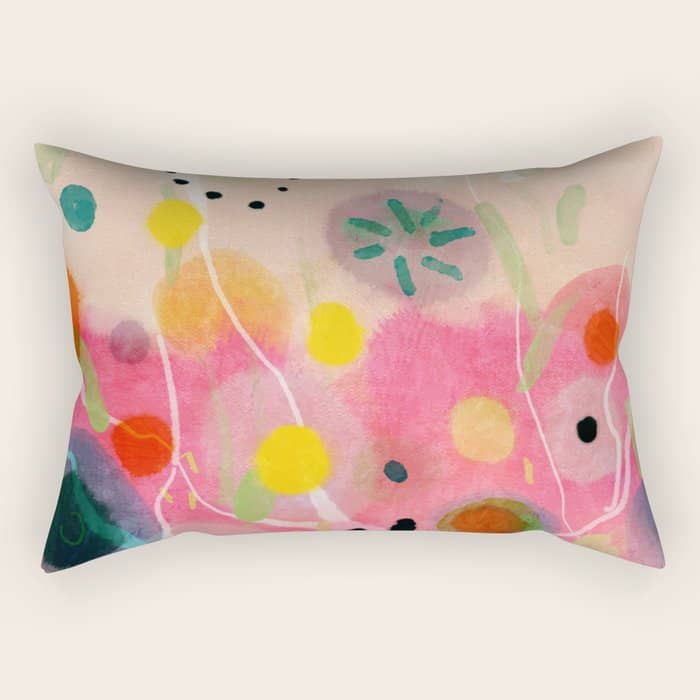 Floral Power Abstract Rectangular Pillow
