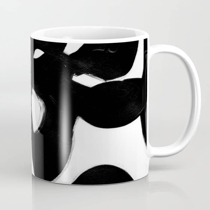Maze Black & White Minimalist Abstract Mid Century Ink Art Dark Brush Strokes Coffee Mug