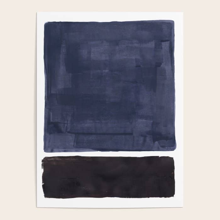Navy Black Rothko Fun Colorful Mid Century Modern Abstract Painting Shapes Pattern Poster