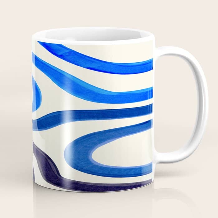 Electric Blues Fun Colorful Mid Century Modern Abstract Painting Shapes Pattern Coffee Mug