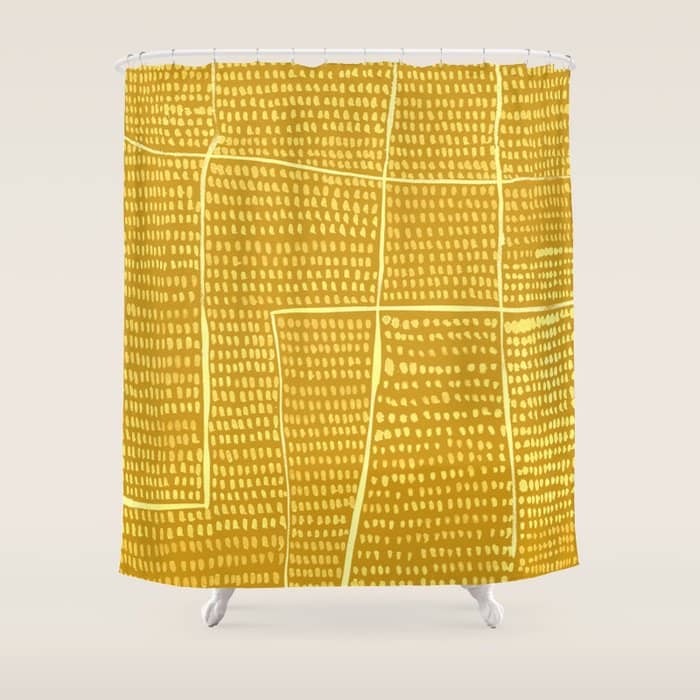 Categorize Print In Yellow Shower Curtain