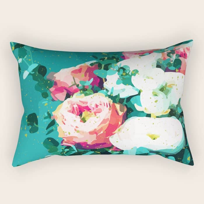 Floral & Confetti #Digitalart #Floral Rectangular Pillow