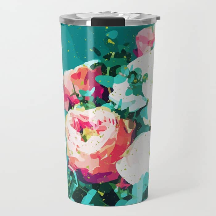 Floral & Confetti #Digitalart #Floral Travel Mug