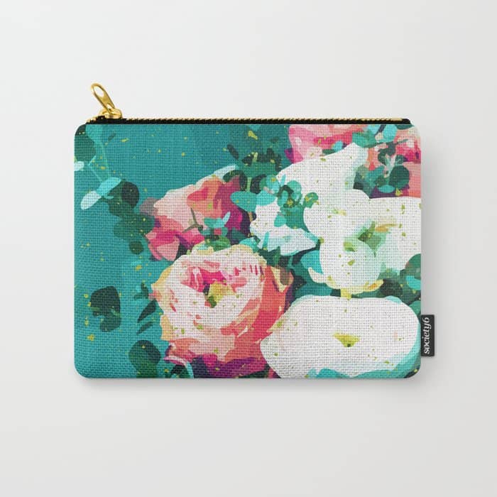 Floral & Confetti #Digitalart #Floral Carry All Pouch