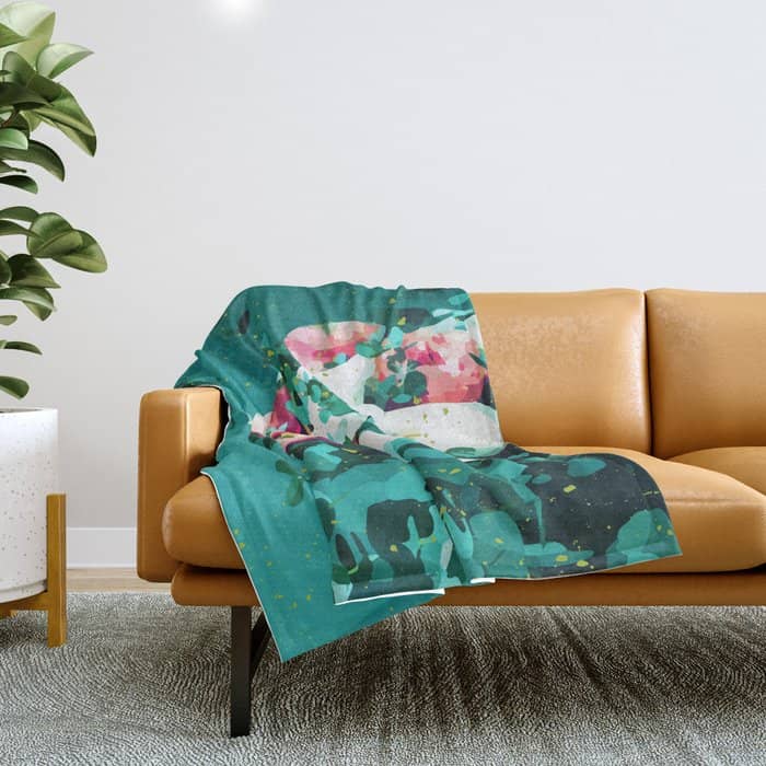 Floral & Confetti #Digitalart #Floral Throw Blanket