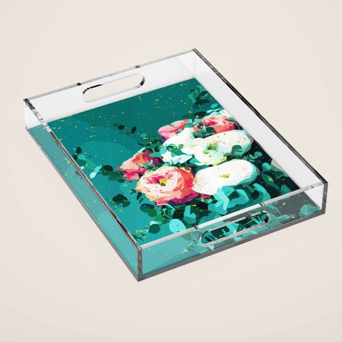 Floral & Confetti #Digitalart #Floral Acrylic Tray