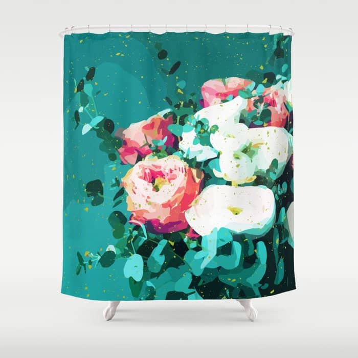 Floral & Confetti #Digitalart #Floral Shower Curtain