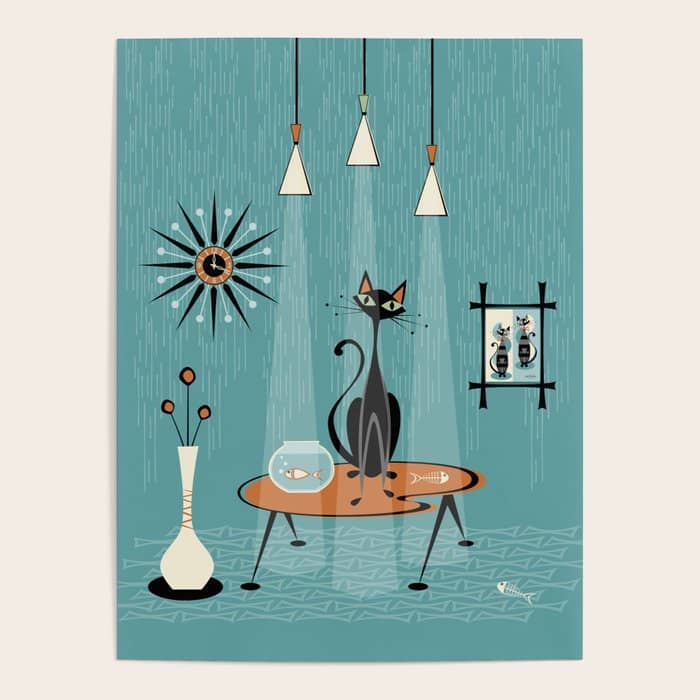 Mid Century Mishchief/ Cat Red Handed I Poster