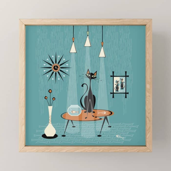 Mid Century Mishchief/ Cat Red Handed I Mini Art Print
