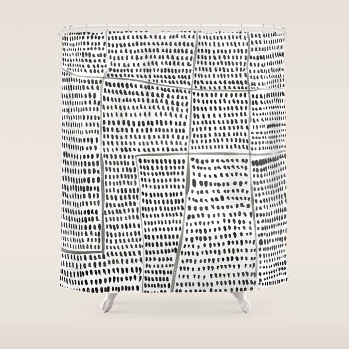 Categorize Print In Black And White Shower Curtain