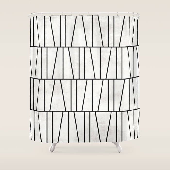 Mid-Century Modern Pattern No.6 - White Shower Curtain