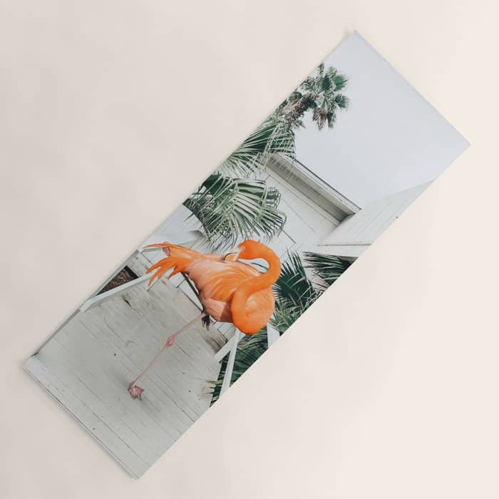 Flamingo Beach House, Wildlife Architecture Jungle Photography, Eclectic Birds Digital Art Yoga Mat