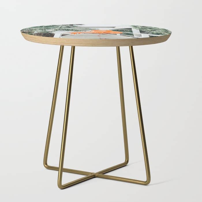 Flamingo Beach House, Wildlife Architecture Jungle Photography, Eclectic Birds Digital Art Side Table