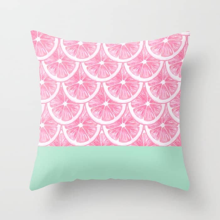 Zesty Splice - Pink Grapefruit Throw Pillow