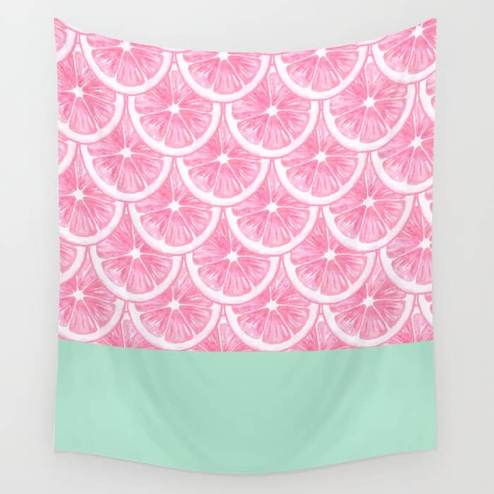 Zesty Splice - Pink Grapefruit Wall Tapestry