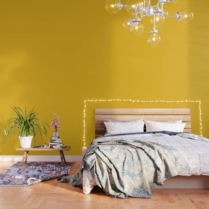 Marigold Vibrant Yellow Solid Color Wallpaper