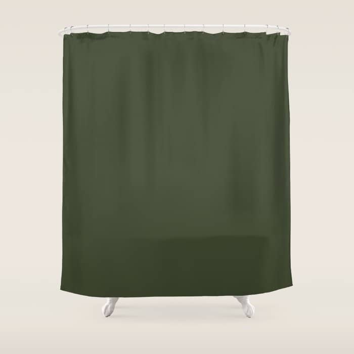 Dark Natural Green Solid Color Shower Curtain