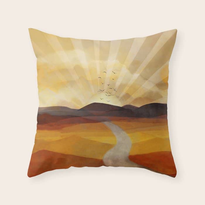 Desert In The Golden Sun Glow Ii Throw Pillow