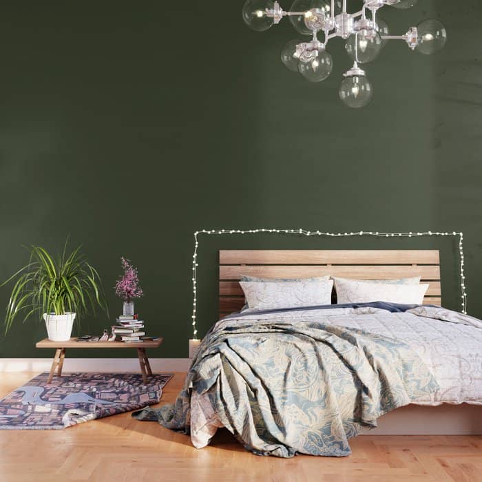 Dark Natural Green Solid Color Wallpaper