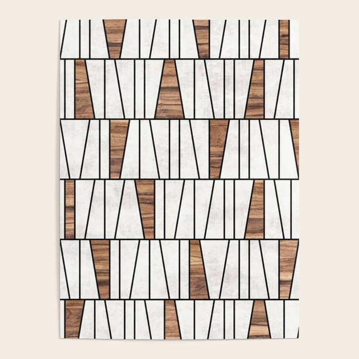 Mid-Century Modern Pattern No.4 - Concrete And Wood Poster