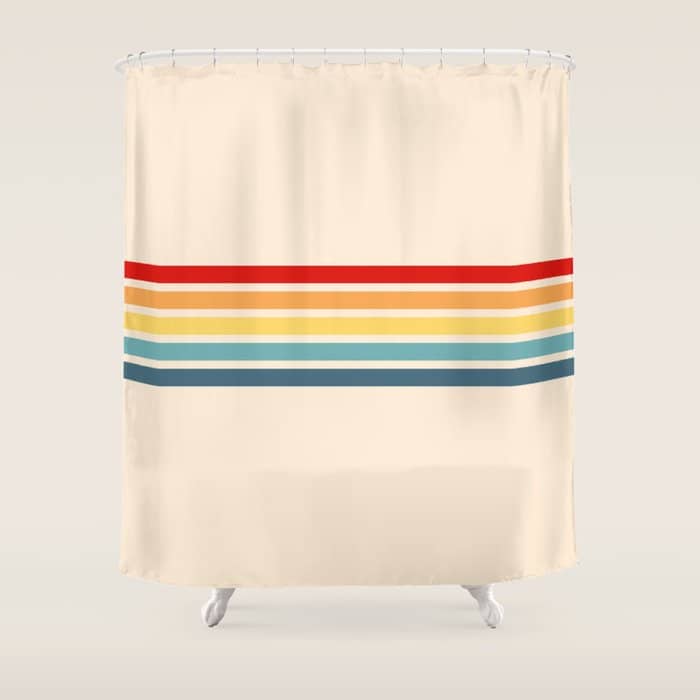 Takaakira - Classic Rainbow Retro Stripes Shower Curtain