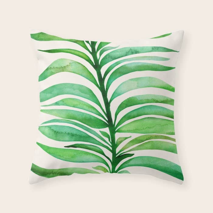 Tropical Leaf Botanical Painting Throw Pillow