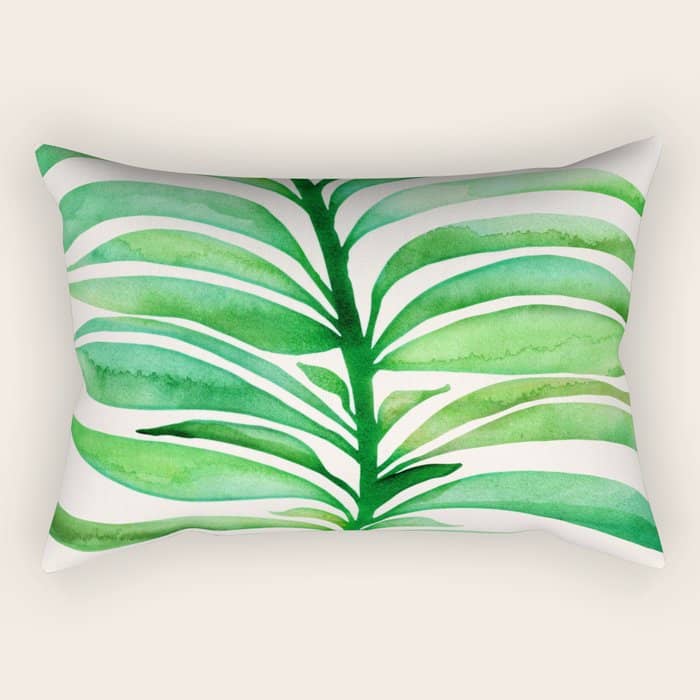 Tropical Leaf Botanical Painting Rectangular Pillow