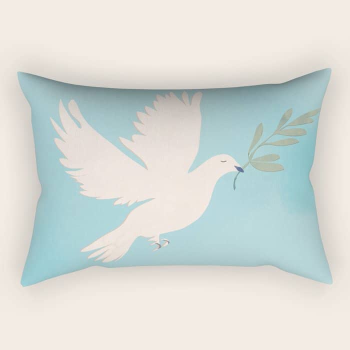 Dove Of Peace With Olive Branch Rectangular Pillow