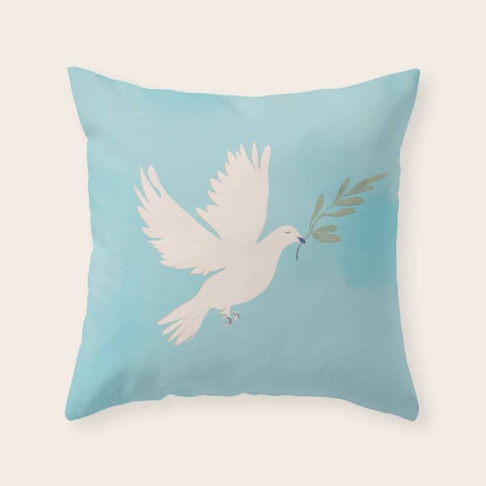 Dove Of Peace With Olive Branch Throw Pillow
