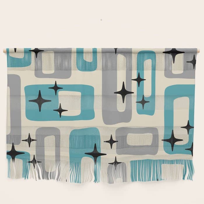 Mid Century Modern Decoration Kitsch 223 Blue And Gray Wall Hanging