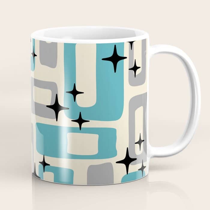 Mid Century Modern Decoration Kitsch 223 Blue And Gray Coffee Mug
