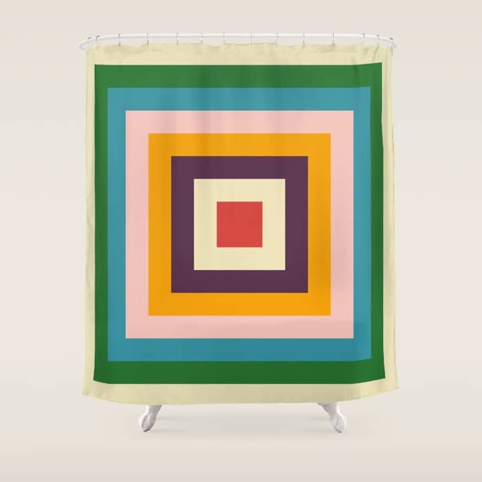 Retro Colored Square Space Shower Curtain